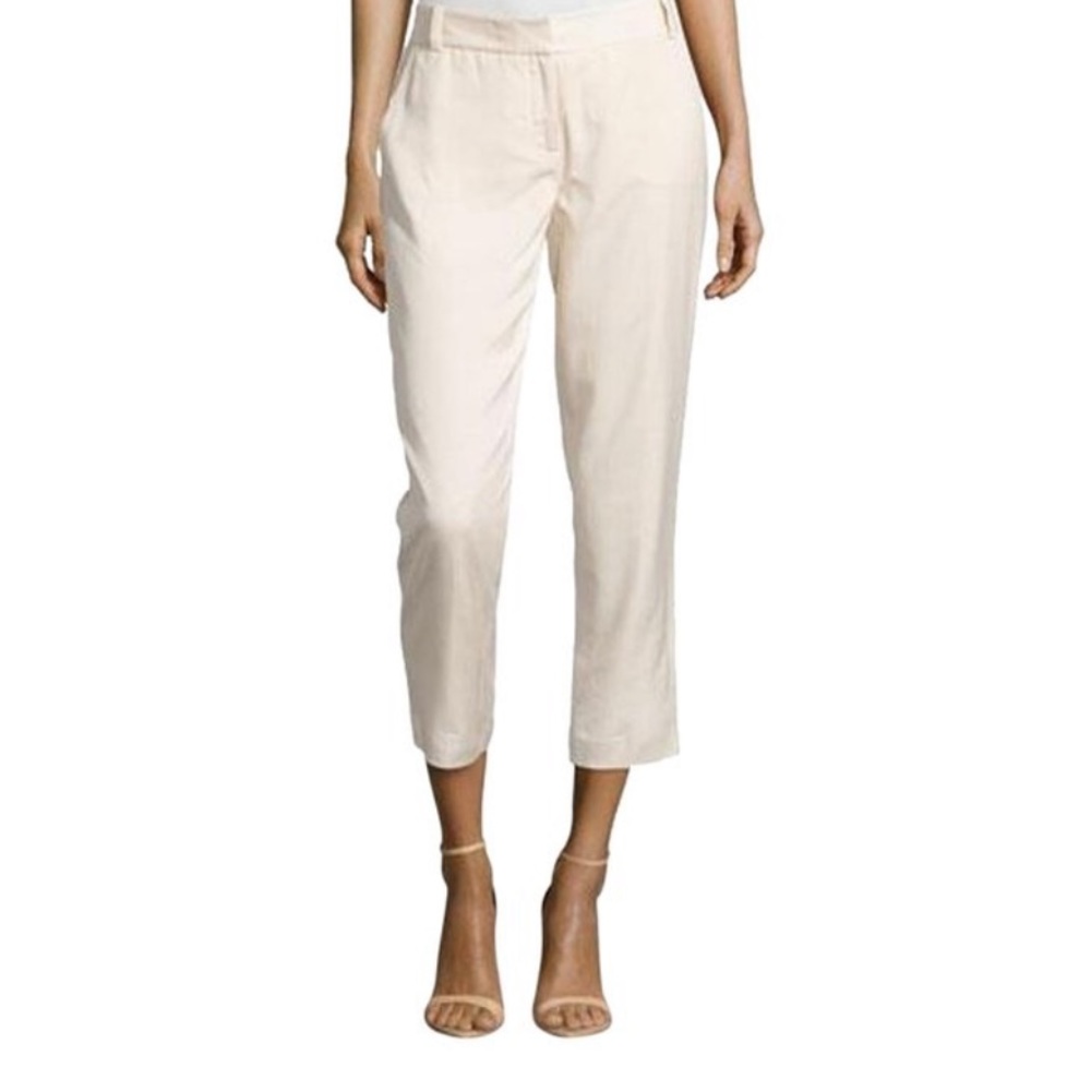 DVF Georginne Woven Crop Capri Pants In Hay Stack